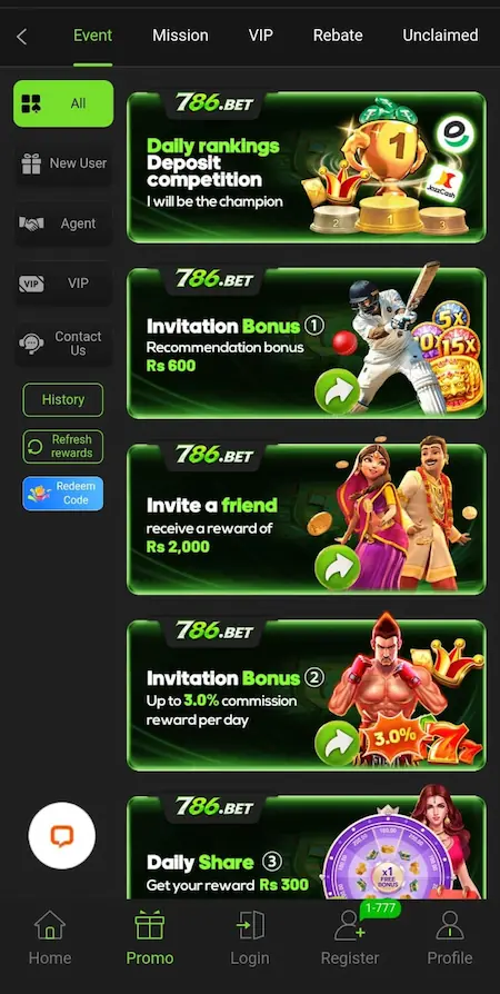 786 Bet Game promotional offers banner