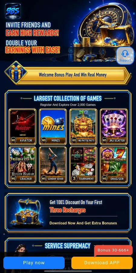 92S Games home screen showing available games and categories