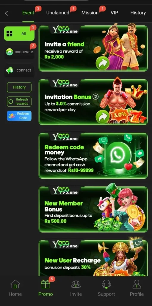 Y999 Game promo and bonus
