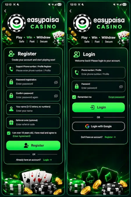 Easypaisa Casino Game register login – Sign up with phone number, get 88,888 PKR bonus