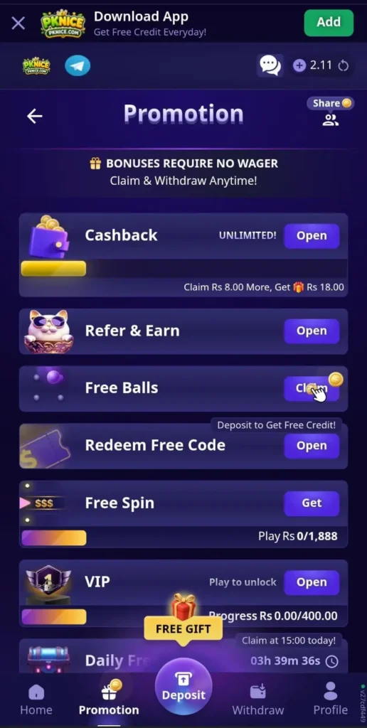 pknice game features promo bonus